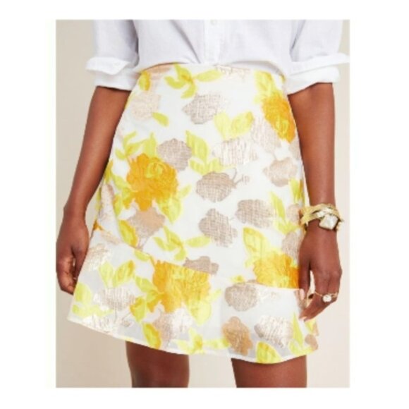 Anthropologie Dresses & Skirts - NWT Maeve Anthropologie Floral Fae Flounced Jacquard Mini Skirt Size 8